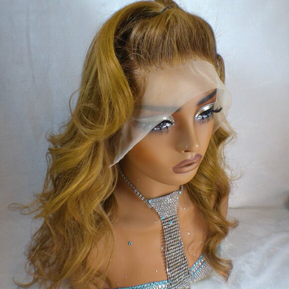 ✨18 Inch Human Tigers Eye Dimensional Lace Wig With Large Parting Area ✨ - Picture 4 of 16